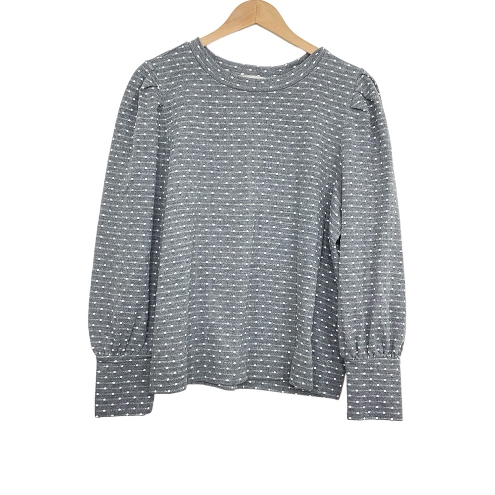 LOFT Gray and White Polka Dots Sweater